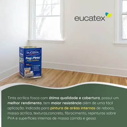 Foto de Tinta Eucatex Acrílica Peg Pinte Anti-mofo 18l - Cores Acabamento Fosco Cor Branco