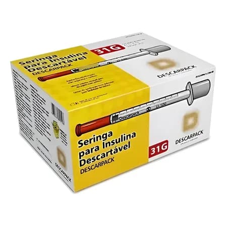 Foto de Seringa Insulina 0,5ml Agulha 6,0x0,25mm 100 Un Descarpack