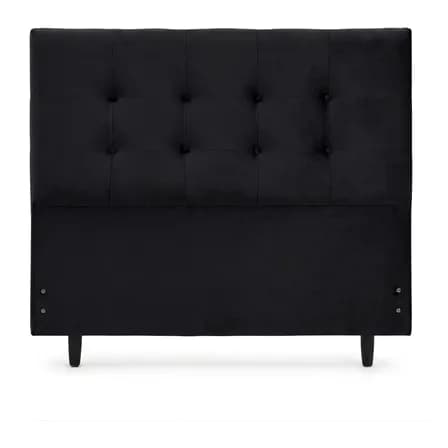 Foto de Painel Cabeceira Casal 140cm Luna Veludo Preto