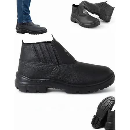 Foto de Bota Botina Segurança Trabalho Couro Resistente Epi Bico Pvc