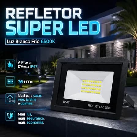 Foto de Kit 5 Refletores LED 100W IP67 à Prova D'Água 6500K Branco Frio Bivolt