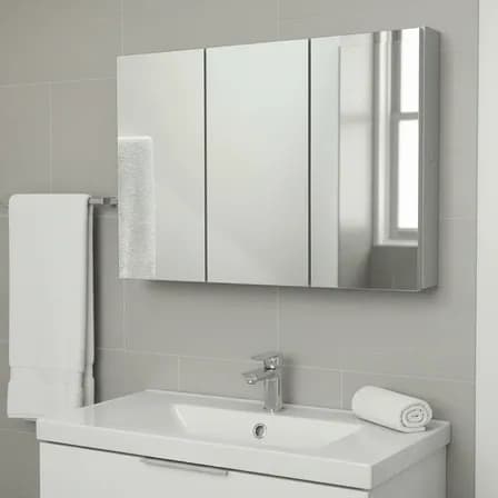 Foto de Armário Aéreo 80cm Banheiro Mdf Montado - 3 Portas Espelho