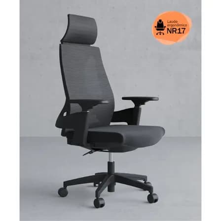 Foto de Cadeira De Escritório Presidente NR17 HomeNow Ergonômica Premium Toledo Cor Preto