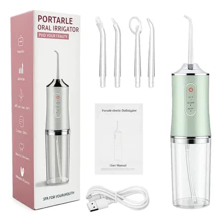 Foto de Irrigador Bucal Oral Limpador Waterpik Jato De Água Portátil Verde 127/220v