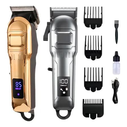 Foto de Máquina De Cortar Cabelo Profissional Sem Fio Com Visor Led Lâmina De Titânio Com Alavanca De Regulagem ML