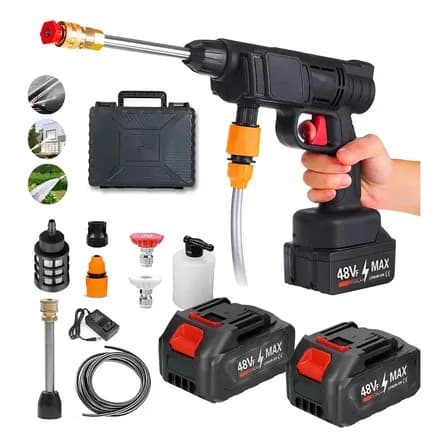 Foto de Lavadora A Jato De Alta Pressão Portátil Recarregável 2 Baterias Com Maleta Mini Elétrica De Lavar Carro Profissional Potência Turbo Limpeza Compacta Potente Regulável Reservatório