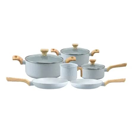 Foto de Conjunto de 6 Panelas Cerâmica Pratic Cook Indução Kit Antiaderente Soft Touch Mimo Style Cinza