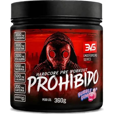 Foto de PROHIBIDO PRÉ TREINO 360g - Sabor: Bubble Gum - A Combinação Perfeita de 8 Ingredientes que proporcionam energia do início ao fim do seu Treino