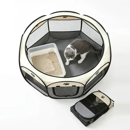 Foto de Cercado Portátil Pet Chiqueirinho Dobrável Cachorro Gato Grande G Tenda Resistente A Mordidas Arranhões Oxford Tecido