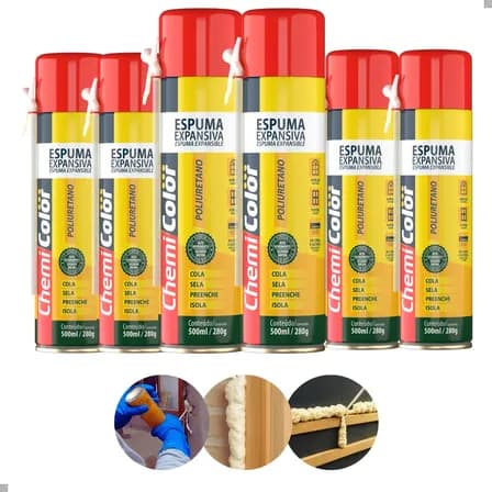 Foto de Kit 6 Espuma Expansiva Pu Multiuso Vedação Selante Isolante