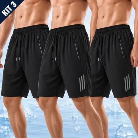 Foto de Kit 3 Bermuda Masculina Short Tactel Secagem Rápida Academia