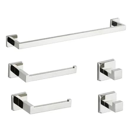 Foto de Kit 5 Conjunto Acessorios Suporte Banheiro Lavabo Inox 304 Prateado Brilhante