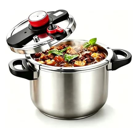 Foto de Panela De Pressão Inox Para Fogão A Gás E Indução 8 Litros Prateado