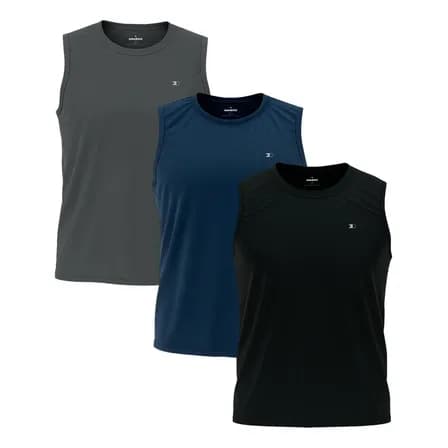 Foto de Kit 3 Regata Dry-fit Lisa Masculina Sandrini Academia Casual