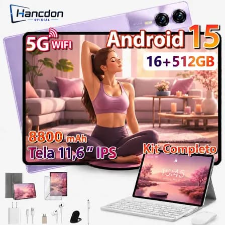 Foto de Tablet Android Tab S12 Kit Completo Ram 16 Gb 512 Gb 11,6'' Full Hd Wifi 2.4/4g/5g Dual Sim Bateria 8800mah Com Chip Caneta+teclado E Mouse Para Estudos E Trabalho Roblox Youtube 2