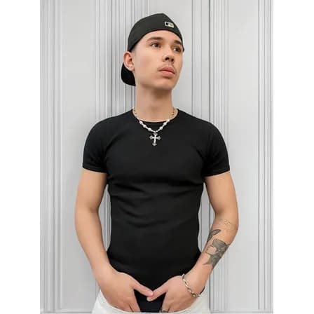 Foto de Camiseta Americana Canelada Ribana Algodão Justa Premium