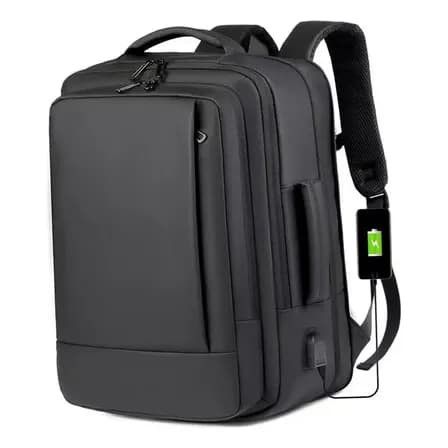 Foto de Mochila À Prova D'água Reforçada Expansível Para Viagens Diá Preto