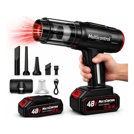 Foto de Aspirador De Pó Portatil Recarregável Turbo Com Bateria 48v 3000mah Sem Fio Automotivo Elétrico Soprador Para Casa Carro Escritório Preto 127/220v - Multicontrol