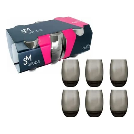 Foto de Jogo De Copos Aruba 465ml 6 Peças Cozinha Grande Nadir Cor Fume Cinza