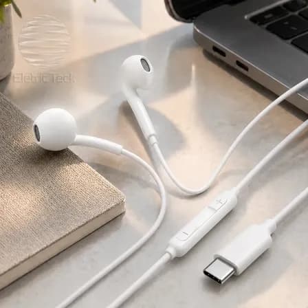 Foto de Fones De Ouvido Usb-c Tipo C Com Microfone Integrado Som Estéreo Alta Qualidade Controle De Chamadas Compatível Com iPhone 15 16 17 Android Samsung Xiaomi Motorola Conexão Direta P