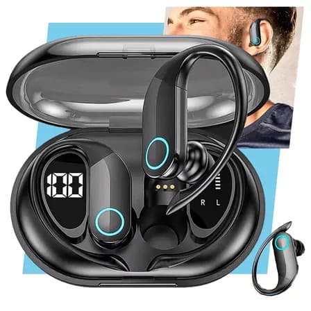 Foto de Fone de Ouvido Bluetooth TWS Esportivo com Gancho para Academia e Corrida