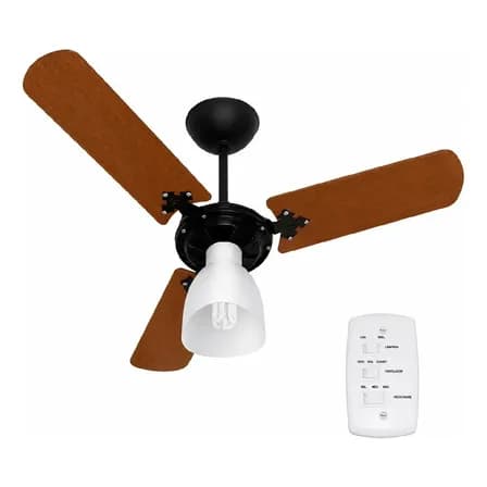 Foto de Ventilador De Teto Ventilow Luna 3 Pás Cor Mogno Cor Da Estrutura Preto 130w De Potência Moderno E Silêncioso