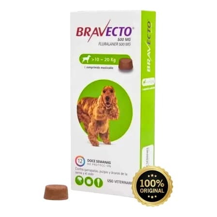 Foto de Bravecto 500mg Cães 10 A 20kg Antipulgas Original Verde