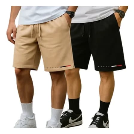 Foto de Kit 02 Bermuda Casual Short Moletom Maculina Academia Treino