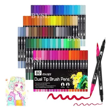 Foto de Kit Canetinha Dupla Ponta BYSL 80 Cores Aquarela para Lettering