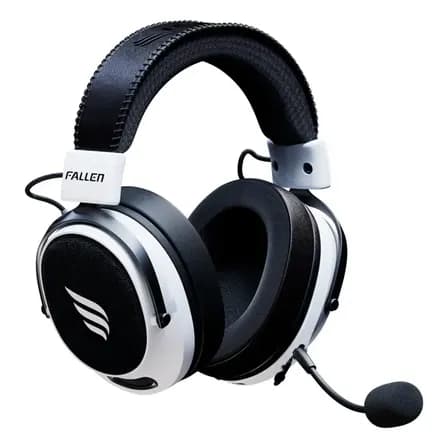 Foto de Headset Gamer Fallen Morcego Pro Bluetooth e Wireless 2.4ghz 7.1 Branco e Preto