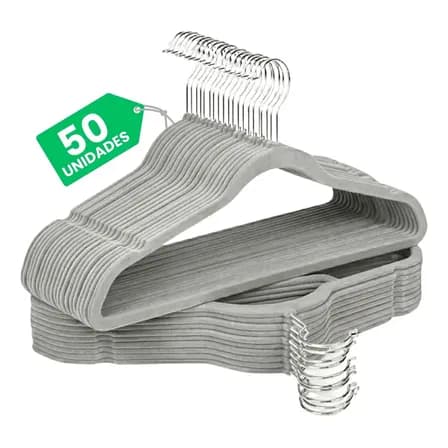 Foto de Kit Cabides Veludo De Roupa Antideslizante Slim Adulto 50 Un