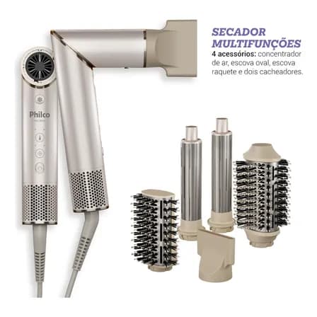Foto de Secador De Cabelos Philco psc3500 4 Em 1 dobrável motor bldc Prateado