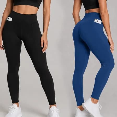 Foto de Kit 2 Calças Legging Feminina Grossa Cintura Alta Com Bolso