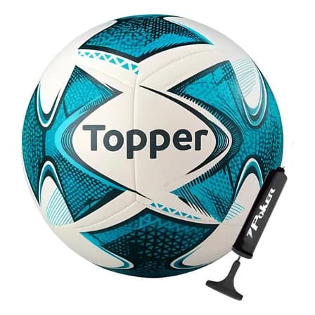 Foto de Bola Futebol De Campo Topper 22 Oficial + Bomba De Ar Azul