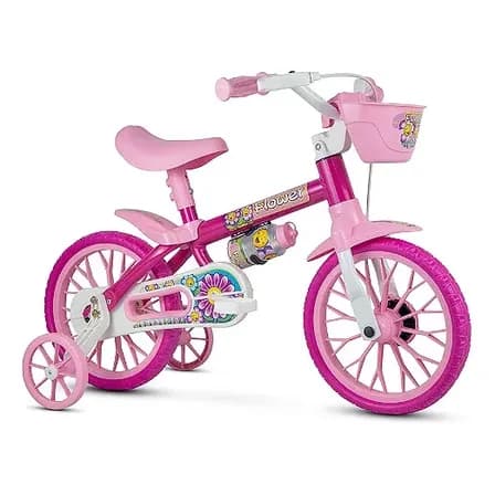 Foto de Bicicleta Infantil Aro 12 Nathor Flower Rosa Menina 2-5 Anos Rosa