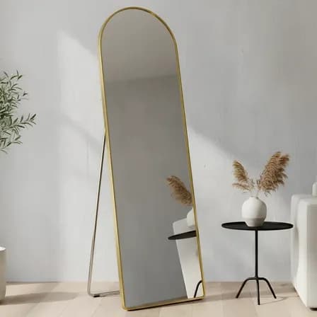 Foto de Espelho Corpo Inteiro 120x40 Decorativo Apoio Chão E Parede Dourado