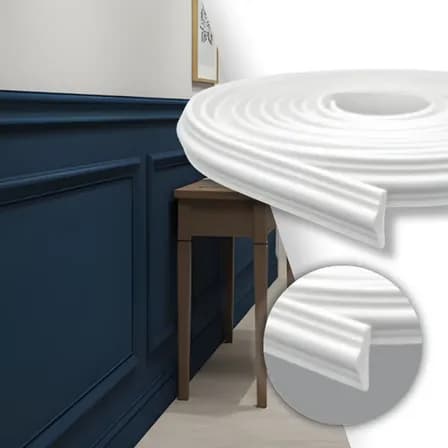 Foto de Boiserie Eva Autocolante Flexível Moldura Branco 10m X 2,8cm Branco