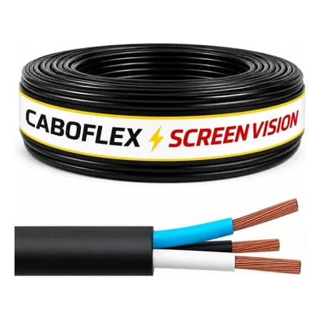 Foto de Fio Cabo Pp 2,5mm Flexivel 3x2,5mm 3 Vias Rolo 25 Metros Para Extensão Cor Preto Marca Screen Vision