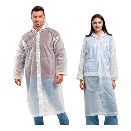 Foto de Kit 2 Capa De Chuva Reforçada Pvc Transparente Resistente Transparente Único