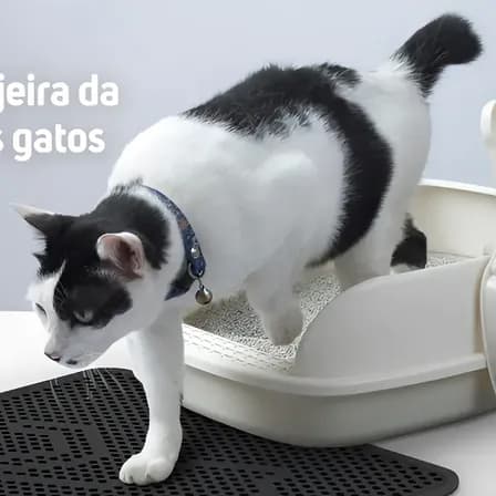 Foto de Tapete Higiênico Gato Coletor Caixa De Areia Preto Tam G