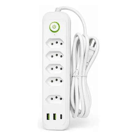 Foto de Extensão 5 Tomadas E 2 Usb 1 Pd Led Bivolt Power 110v/220v