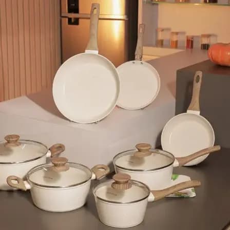 Foto de Conjunto De Panelas Com 10 Peças Cook Marmol Mimo Style