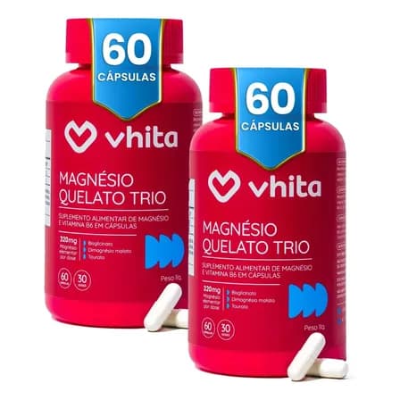 Foto de Magnésio Dimalato Quelato Vhita 3 Em 1 60 Caps - 2 Potes