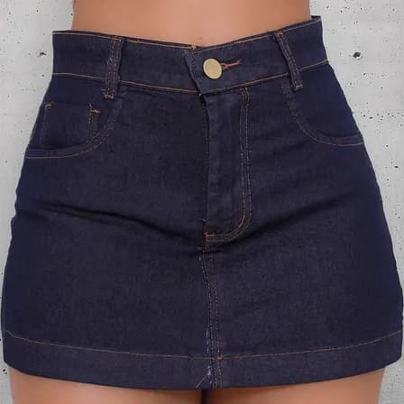 Foto de Short Saia Jeans Feminino Cintura Alta Com Lycra Stillger