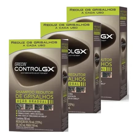 Foto de Kit 3 Shampoo Redutor de Grisalhos Grecin Control GX 118ml cada