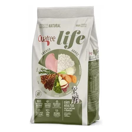 Foto de Ração Seca Quatree Life Adulto Médio/Grande Frango Arroz 15kg