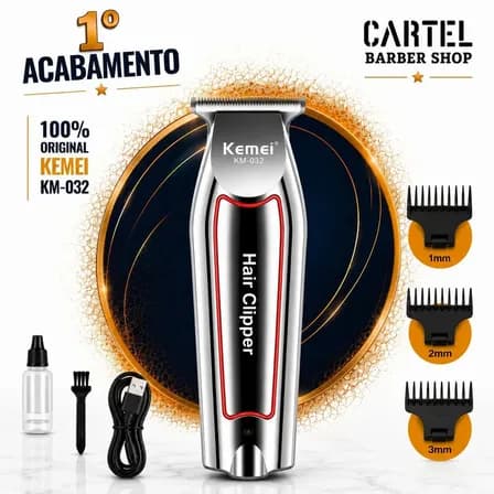 Foto de Maquina Acabamento Degrade Pezinho Cortar Cabelo Barba E Pelos Corpo Kemei 032