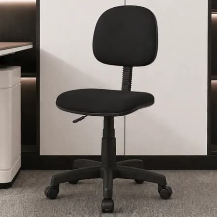 Foto de Cadeira De Escritorio Giratória Secretaria Sem Braços, Preta Preto Espuma