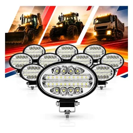 Foto de Kit 10 Farol Auxiliar Led Oval 144w Trator Caminhão Off Road