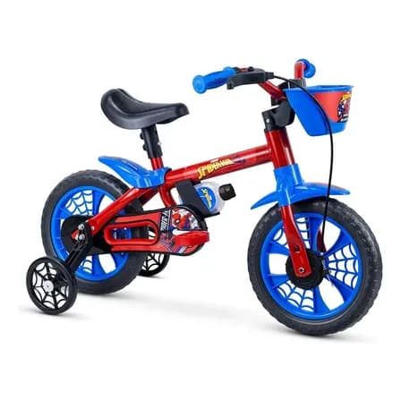 Foto de Bicicleta Infantil 2–5 Anos Nathor Homem-Aranha Aro 12 azul/vermelho com rodinhas